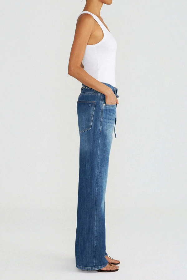 Calça Loose Jeans Escuro Denim
