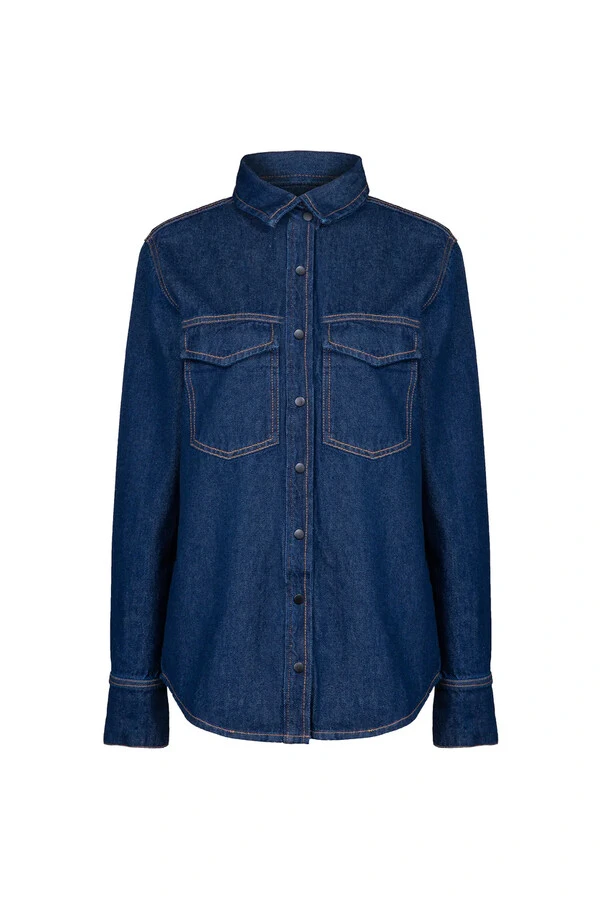 Camisa Raw Denim Botões Pretos Jeans