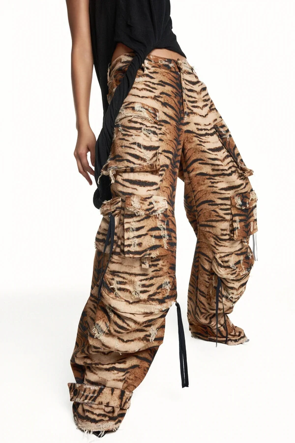 Calça Cargo Tigre Estampado