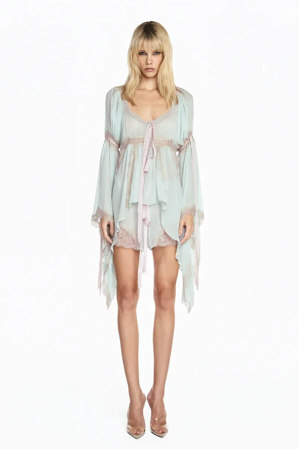 Bata Manga Longa Chiffon