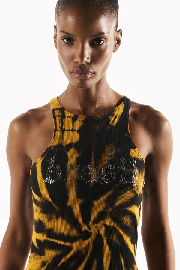Regata Nadador Rib Tie Dye Amarelo