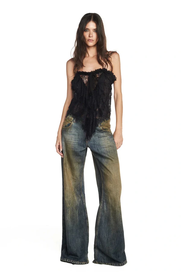 Calça Jeans Dirty Flare Cintura