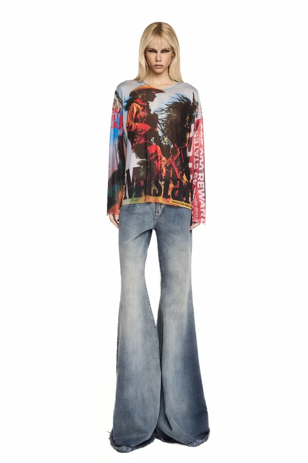 Blusa Manga Longa Quadrada Tule Mustang