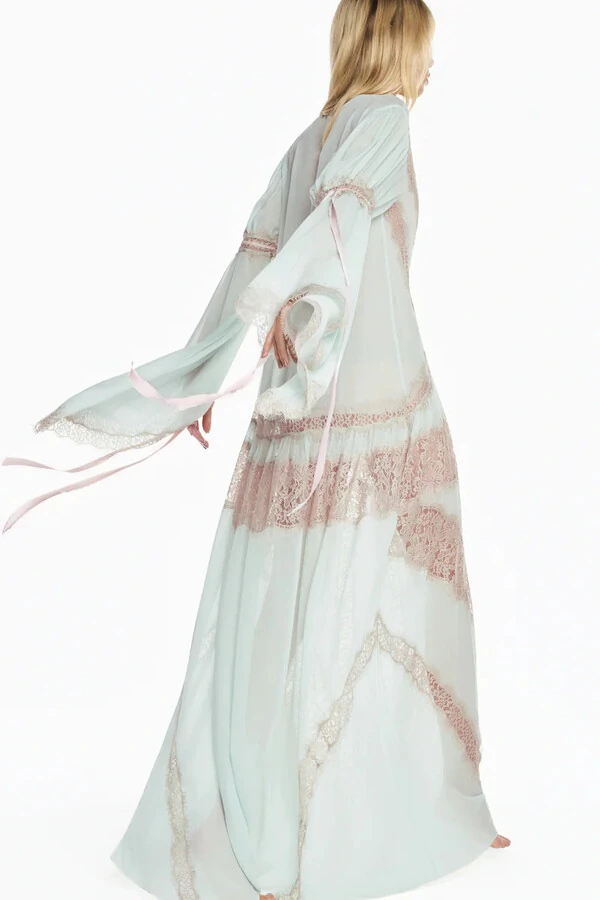 Vestido Longo Manga Longa Chiffon