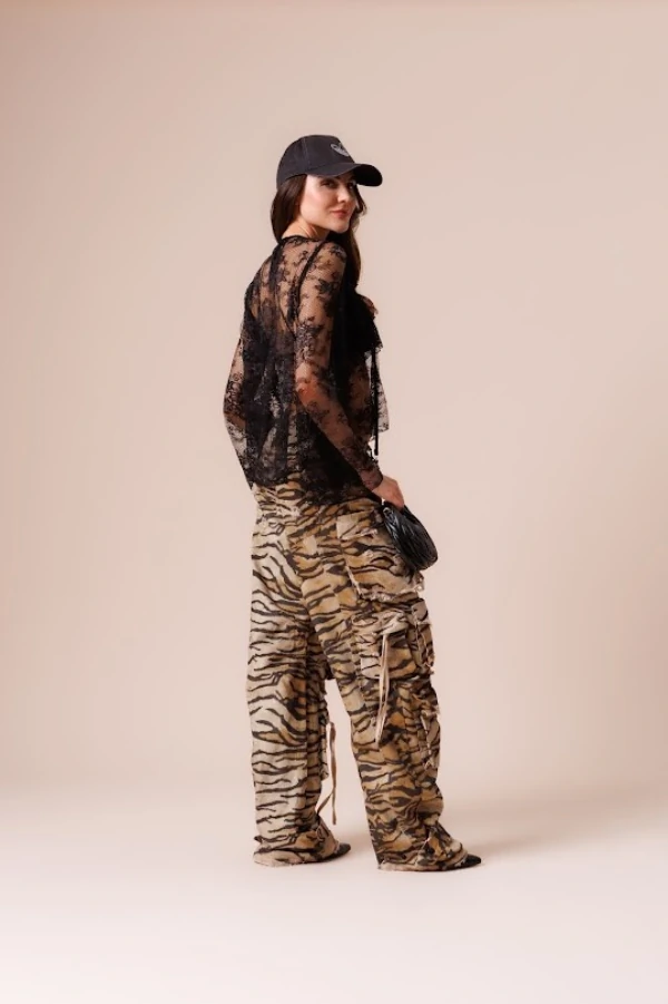 Calça Cargo Tigre Estampado