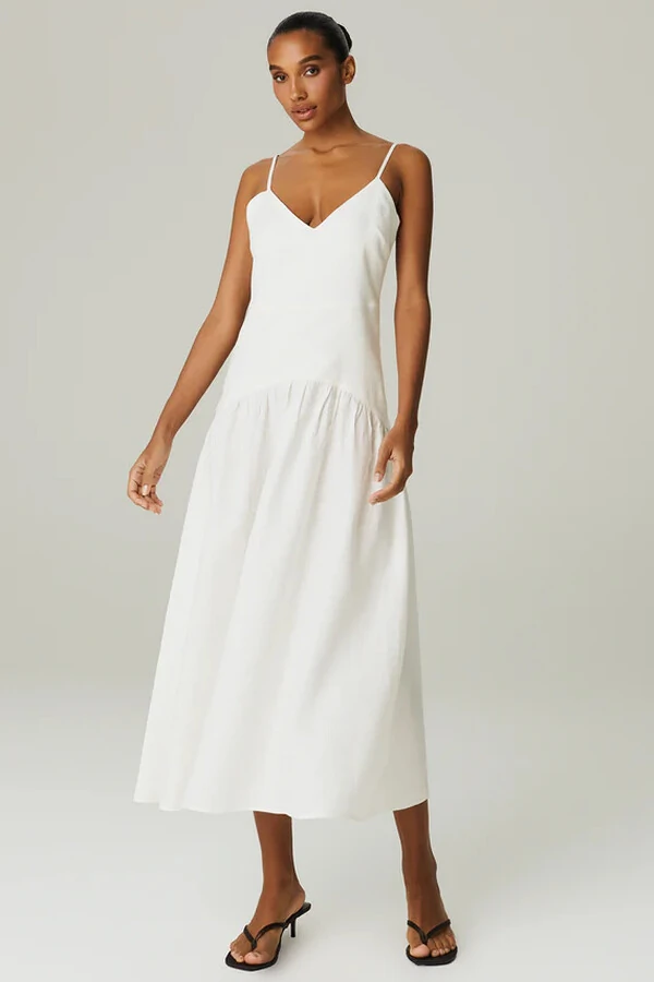 Vestido linho evase