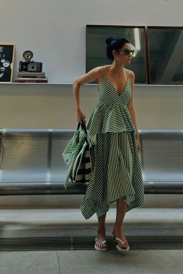 Vestido Ponta Veronica listrado