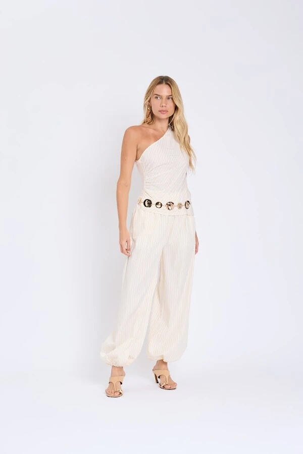 Calça aladim tricoline listra Botik