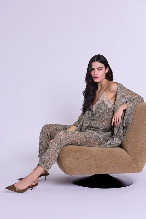 Calça Aladim Elástico Chiffon Botik Floral