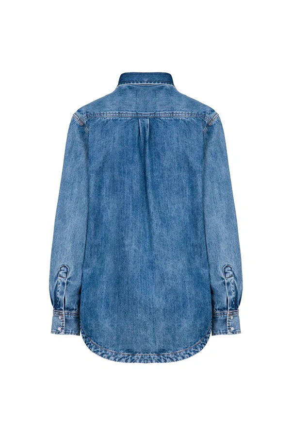 Camisa Jeans Recorte Frontal Denim