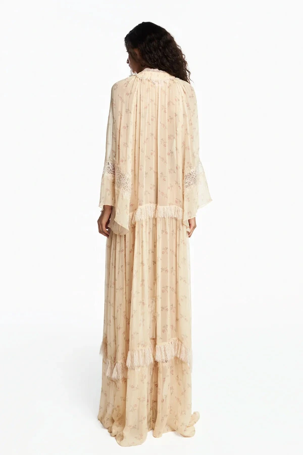 Vestido longo decote V manga