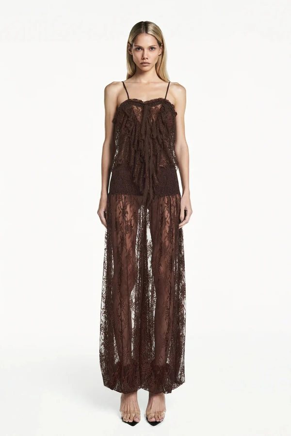 Regata alça babados frontais