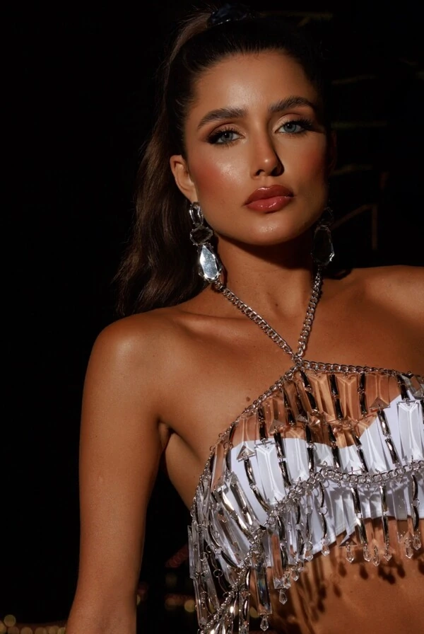 Brinco Semi Prateado Cristal