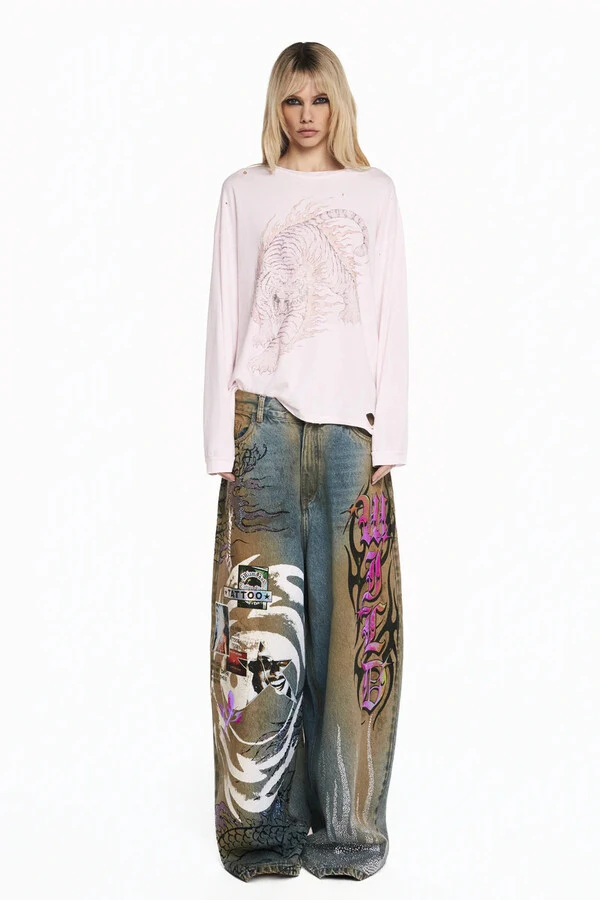 Camiseta Manga Longa Rosa Tiger