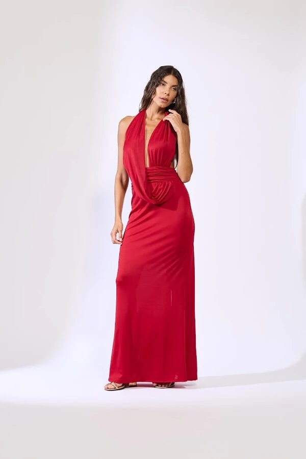 Vestido longo jersey frente única Botik