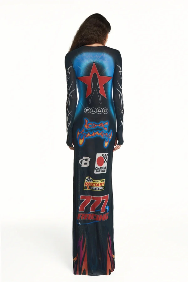 Vestido longo tule motocross