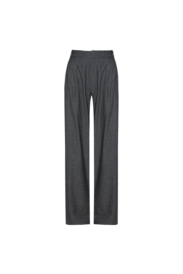 Calça alfaiataria pregas xadrez