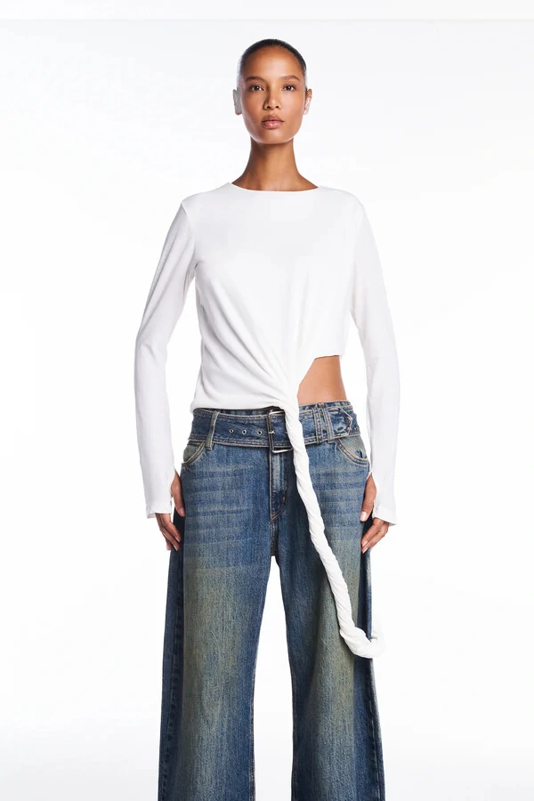 Calça Jeans Amarelada Perna Azul