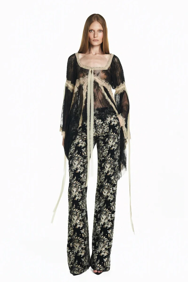 Calça Alfaiataria Jacquard Floral