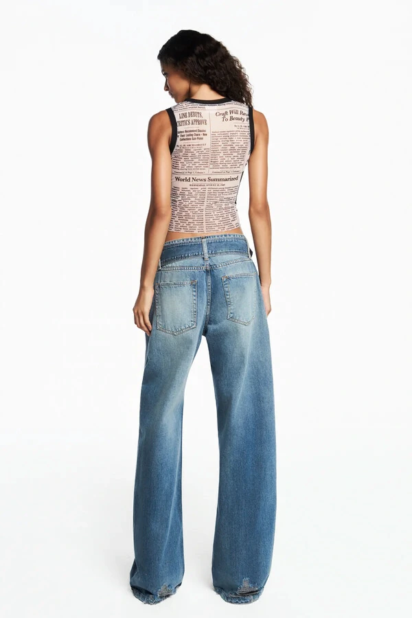 Calça Jeans perna larga cinto