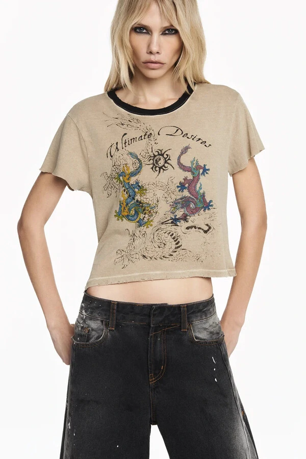 Camiseta Baby Look Tattoo Dragão