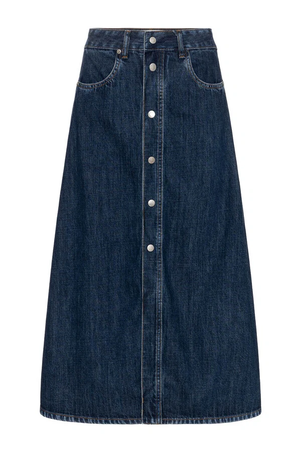 Saia Godê Botão Lateral Jeans