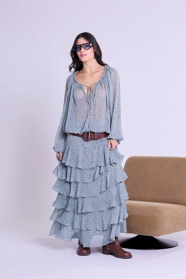 Saia Babado Chiffon Botik