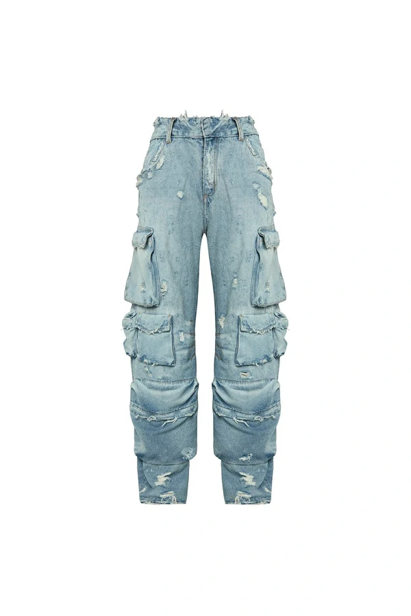 Calça Jeans múltiplos bolsos