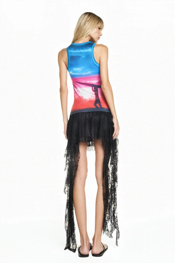 Regata Lycra Surf Rosa Estampado M