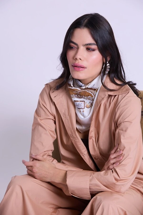 Camisa Tricoline Botik Bege Pp