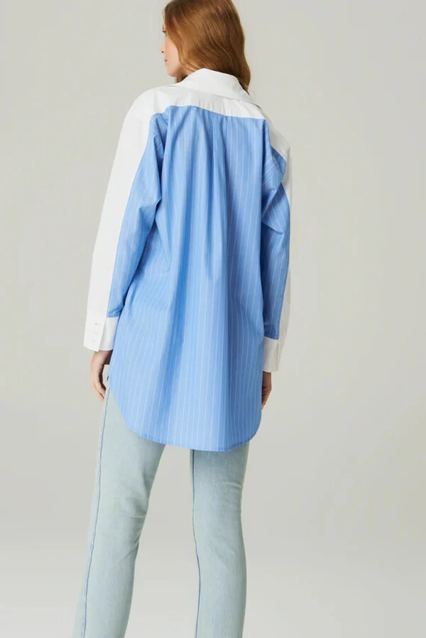 Camisa over listra recorte listrado