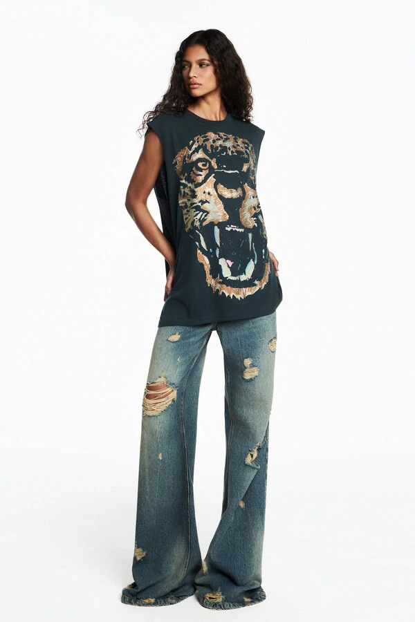 Camiseta sem manga tigre pedra