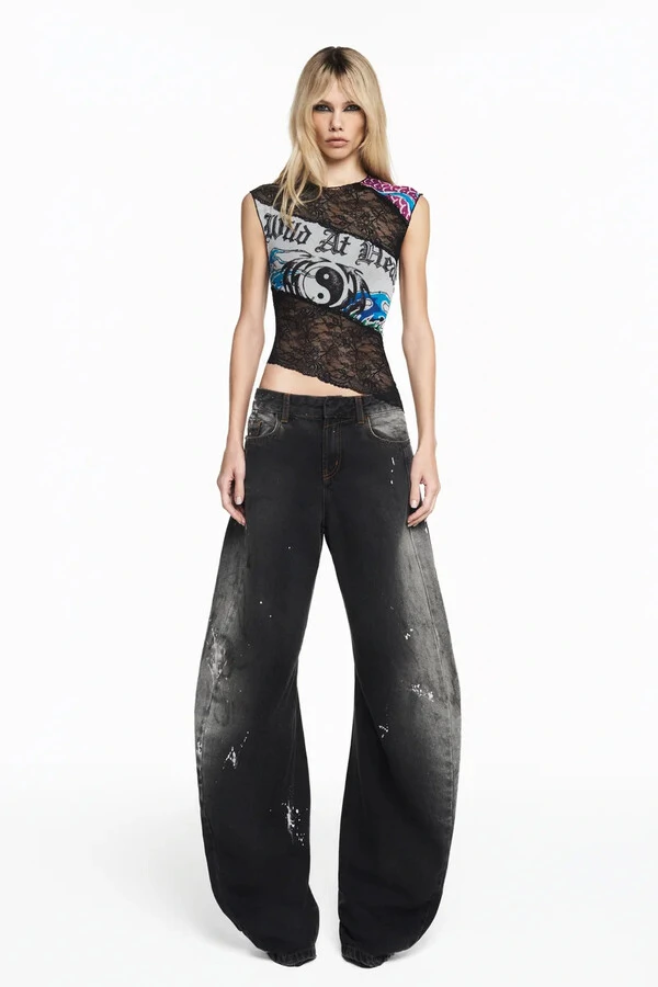 Blusa Sem Manga Tule E Renda Tattoo Ying Yang