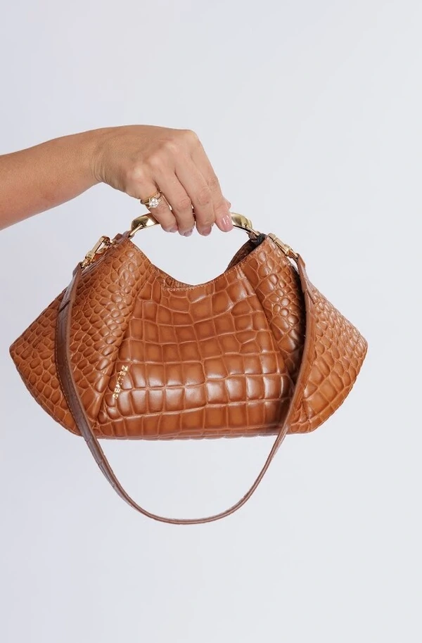 Bolsa Eylin Croco Em Couro LegÍtimo