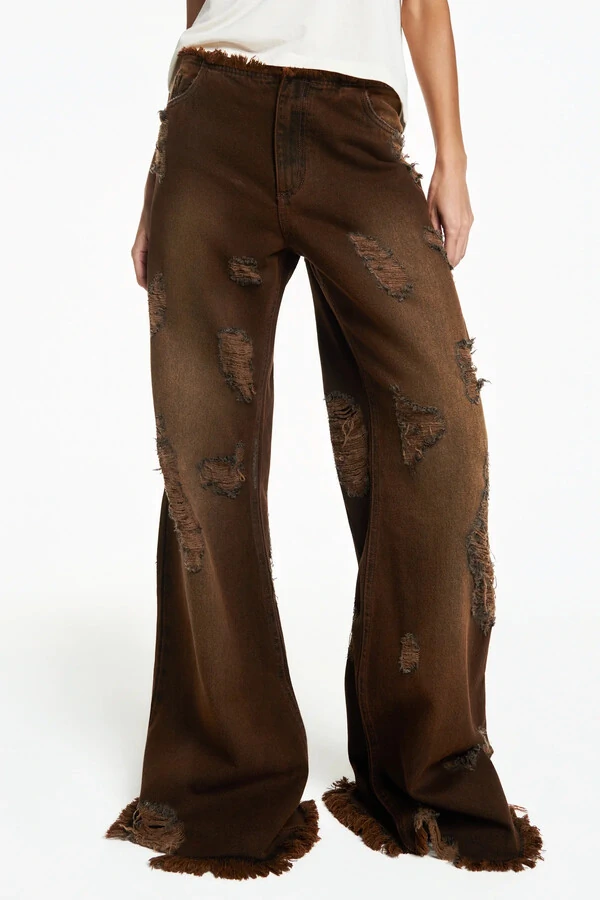 Calça jeans flare rasgos