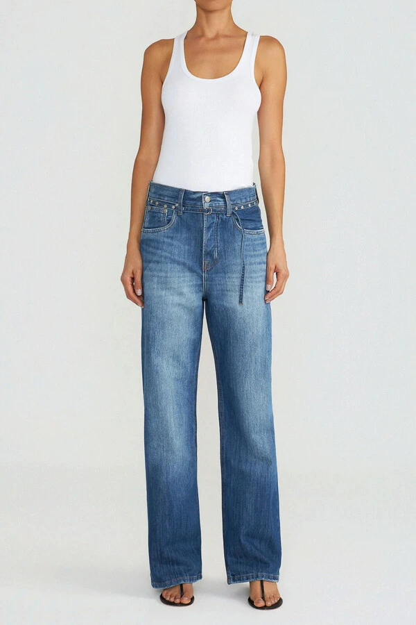 Calça Loose Jeans Escuro Denim