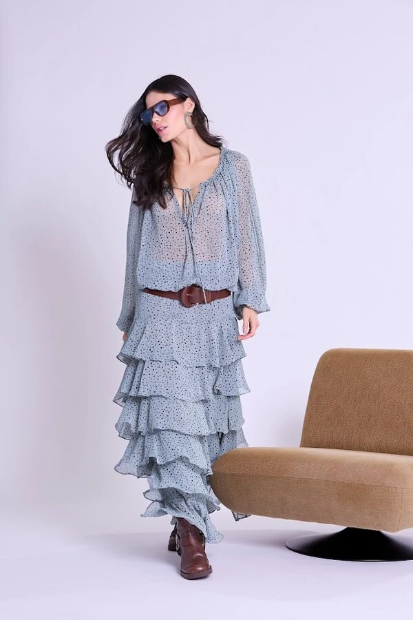 Saia Babado Chiffon Botik