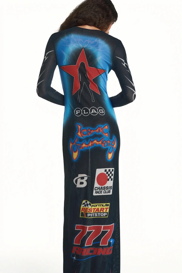 Vestido longo tule motocross