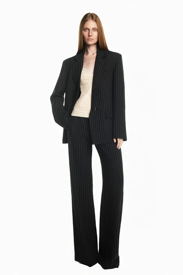 Calça Alfaiataria A Fio Heavy risca de giz