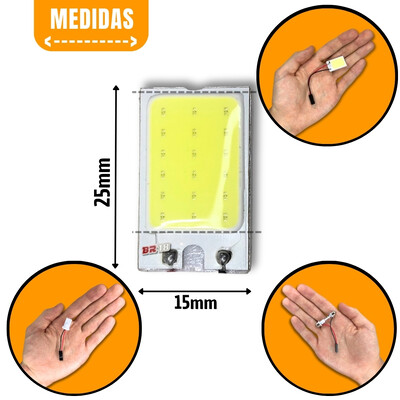FotoPlaca de LED COBE Lâmpada Torpedo Pingo T10 12V Branco Aplicação na Placa Teto Porta Malas