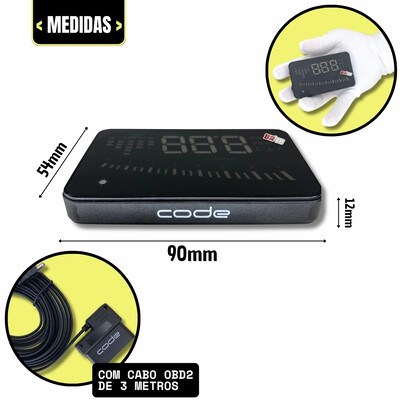 FotoVelocímetro Conta Giro Digital HUD Projetor de Velocidade no Para-brisa