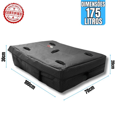 FotoBolsa Maleiro Teto Aerodinamico Impermeável 175 Litros Vulcanizado + Cinta Carga