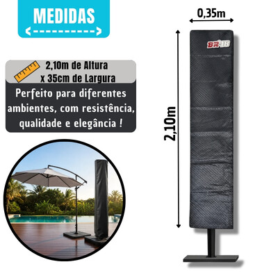 FotoCapa Protetora Premium Ombrelone Grande Impermeável 2,10m Com Ziper