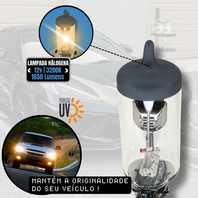 FotoPar Lâmpada Halógena Reposição Original Farol H1 H3 H4 H7 H8 H11 H15 H16 H27 HB3 HB4