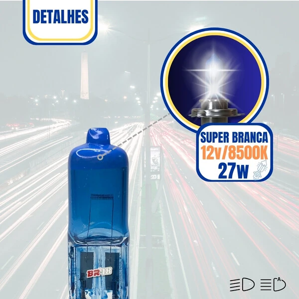 Lâmpada Super Branca H27 881 27w - Efeito Xenon 8500k (Par)
