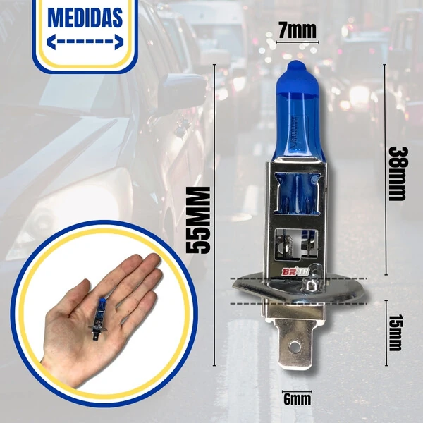 Lâmpada Super Branca H1 55w - Efeito Xenon 8500k (Par)