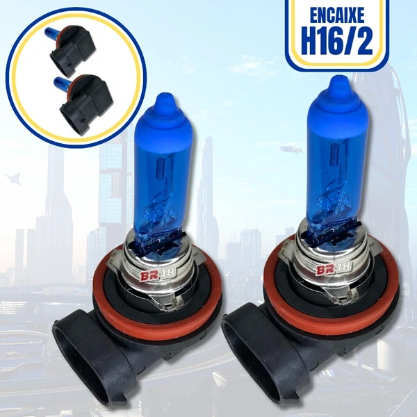 Lâmpada Super Branca H16 19w - Efeito Xenon 8500k (Par)