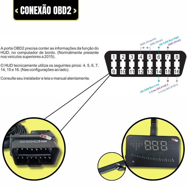 Velocímetro Conta Giro Digital HUD Projetor de Velocidade no Para-brisa