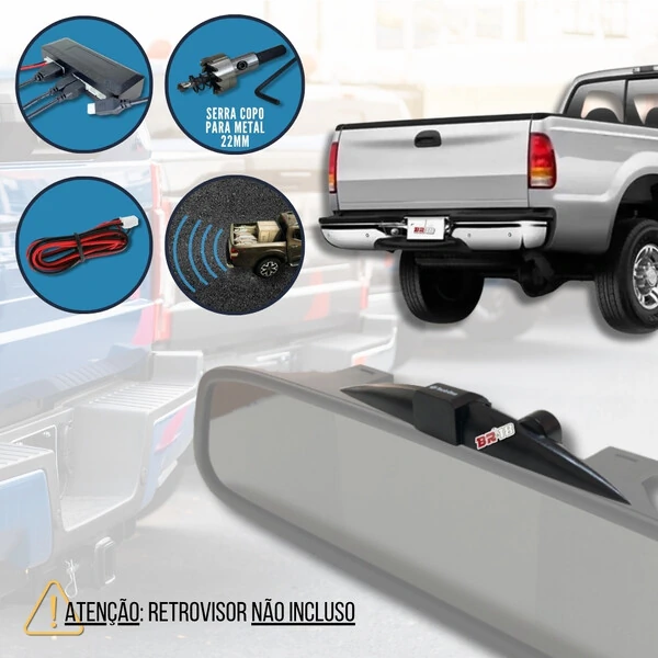 Sensor De Ré Estacionamento Cromado Emborrachado - Pick Up Caminhonete