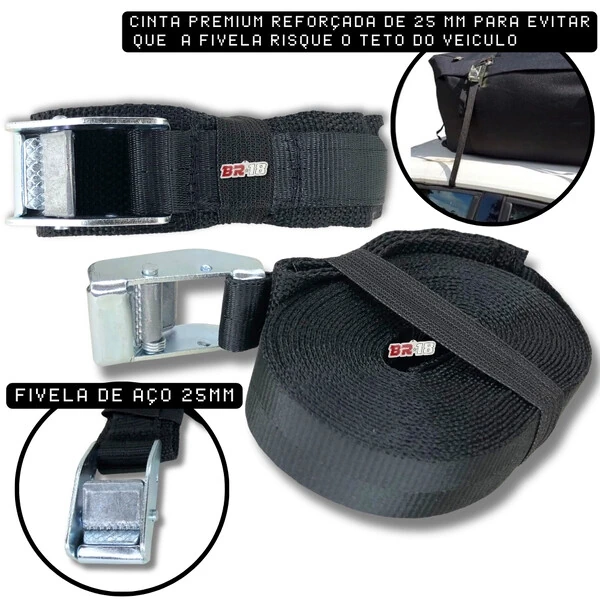 Bolsa Maleiro Teto Impermeavel Aerodinâmico 175 Litros Vulcanizado + Cinta Premium